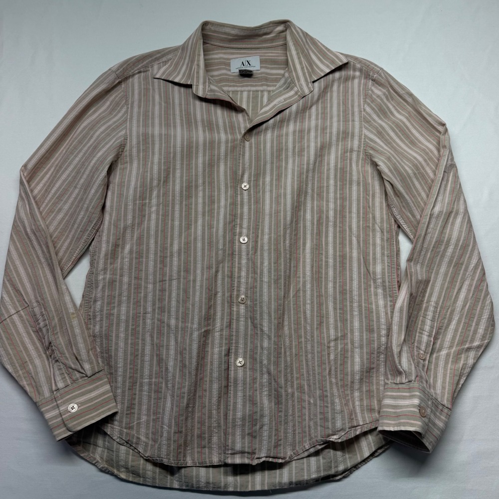 Vintage Y2K A|X Armani Exchange Sage Pink Striped Cotton Button Up Men's M